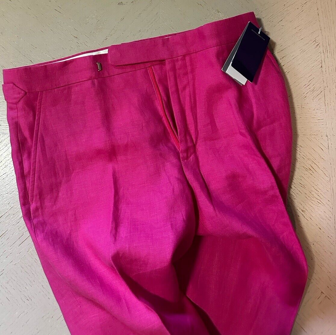 NWT  Ralph Lauren Purple Label Men’s Linen Pants Summer Pink 32 US/48 Eu Italy