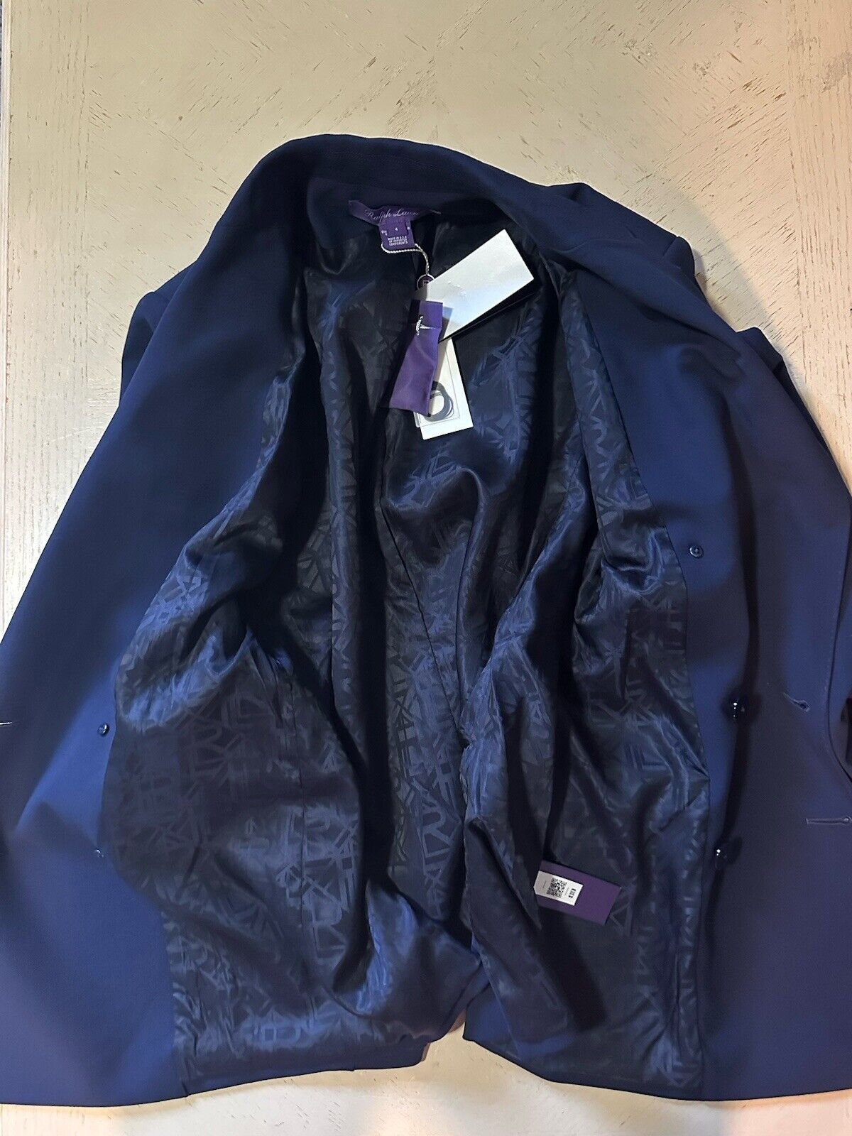 New $1995 Ralph Lauren Purple Label Women Jacket Blazer Navy Size 4 US
