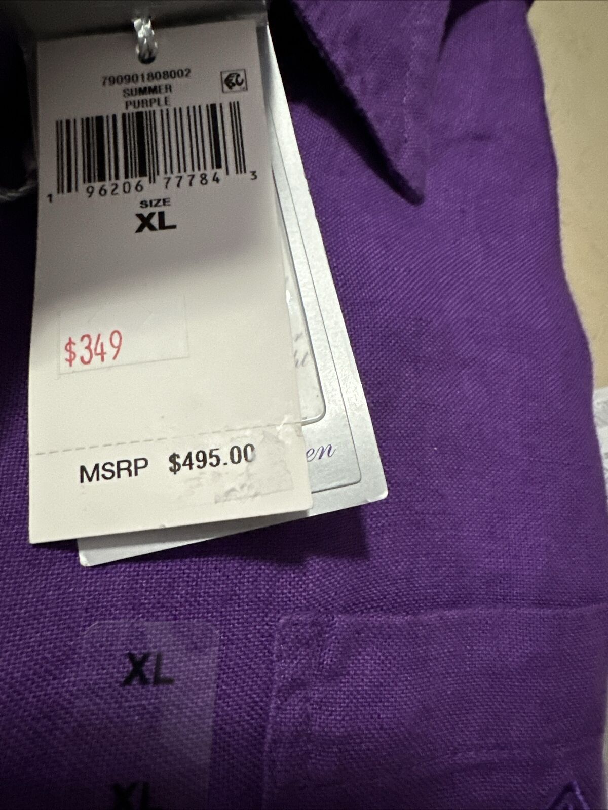 NWT $595 Ralph Lauren Purple Label Men’s Ryland Linen Shirt Purple Size XL Italy