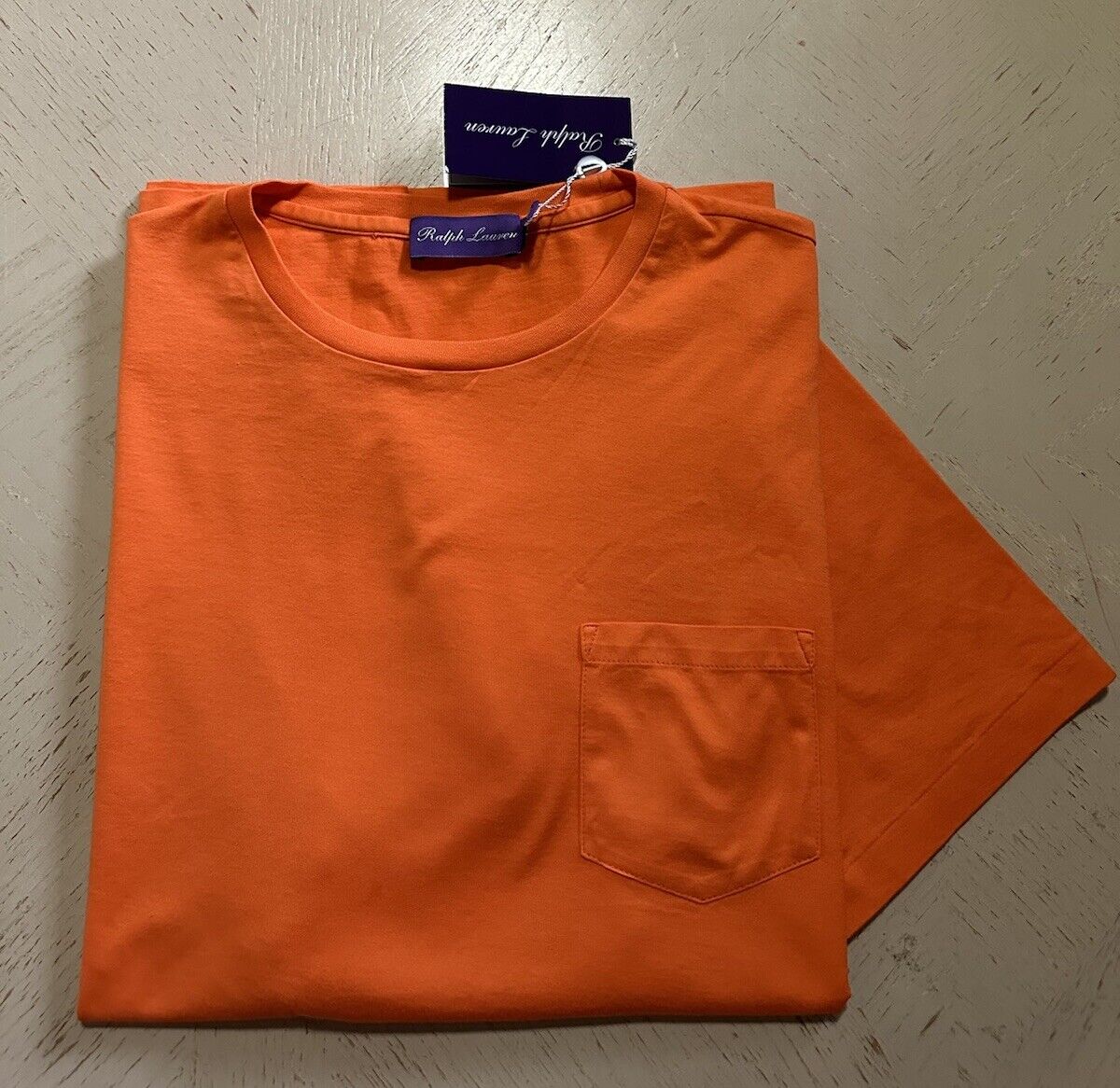 NWT Ralph Lauren Purple Label Men's Cotton T-Shirt Orange Size L