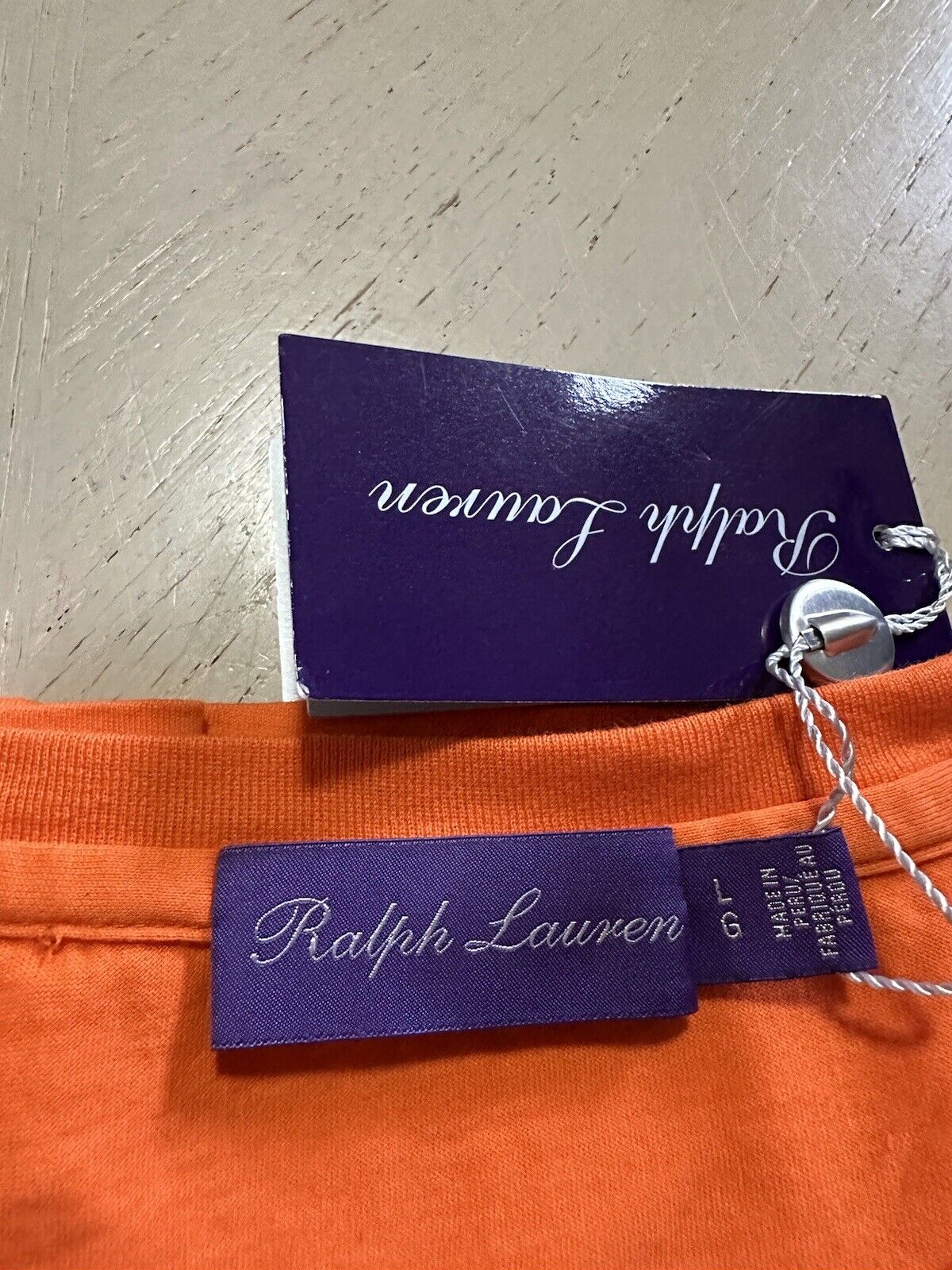 NWT Ralph Lauren Purple Label Men's Cotton T-Shirt Orange Size L