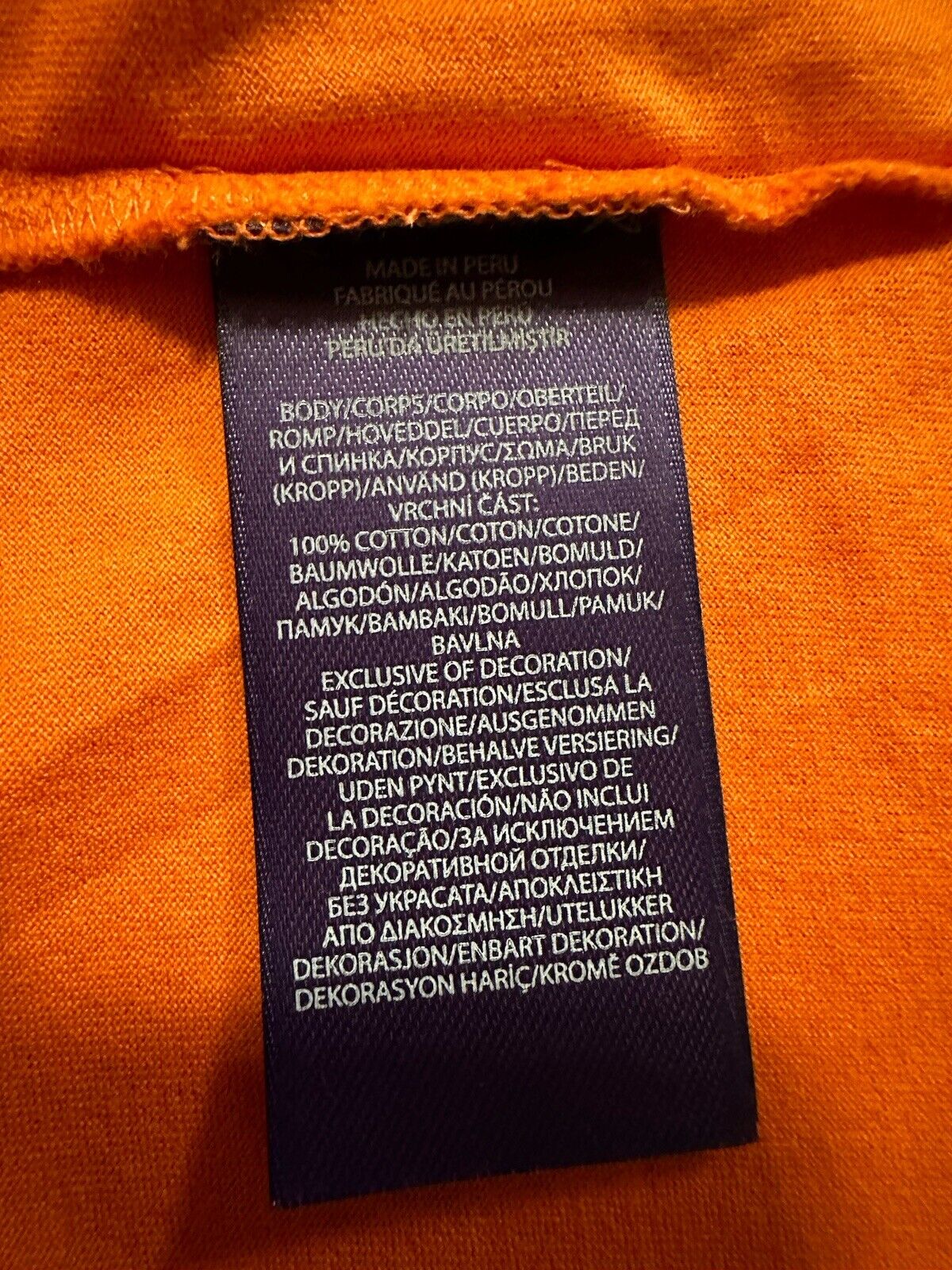 NWT Ralph Lauren Purple Label Men's Cotton T-Shirt Orange Size L