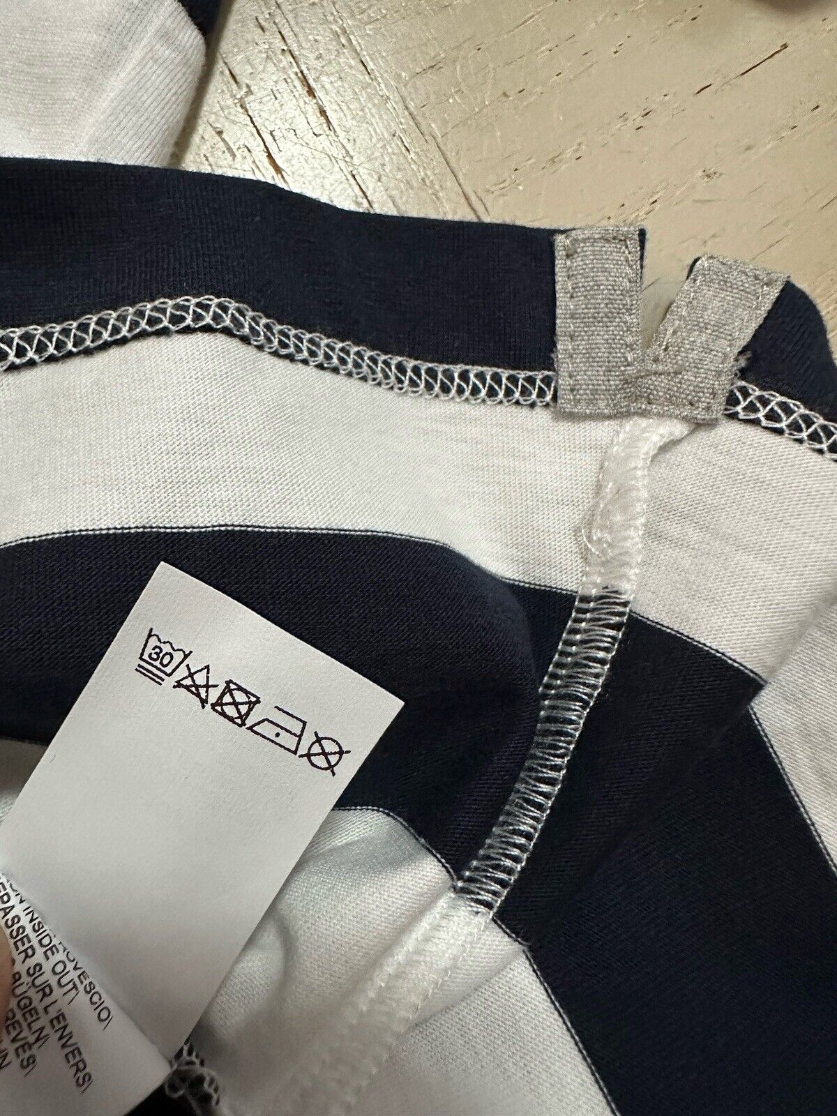 New $730 Brunello Cucinelli Men Striped Slim Fit Polo Shirt Navy/White Size S