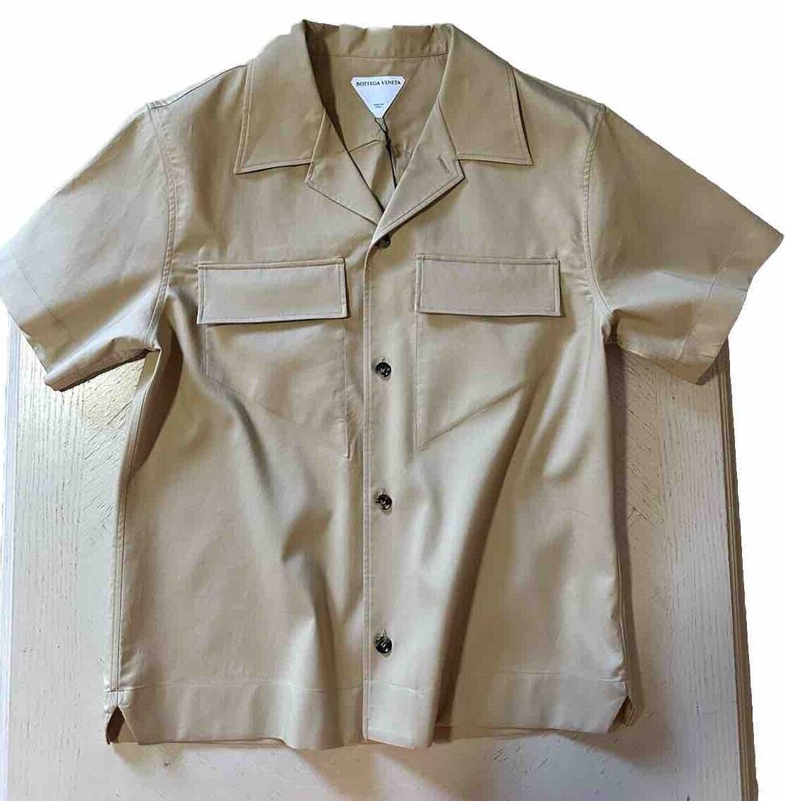 NWT $850 Bottega Veneta Men Light Weight Cotton Canvas Shirt Khaki S ( 48 Eu )