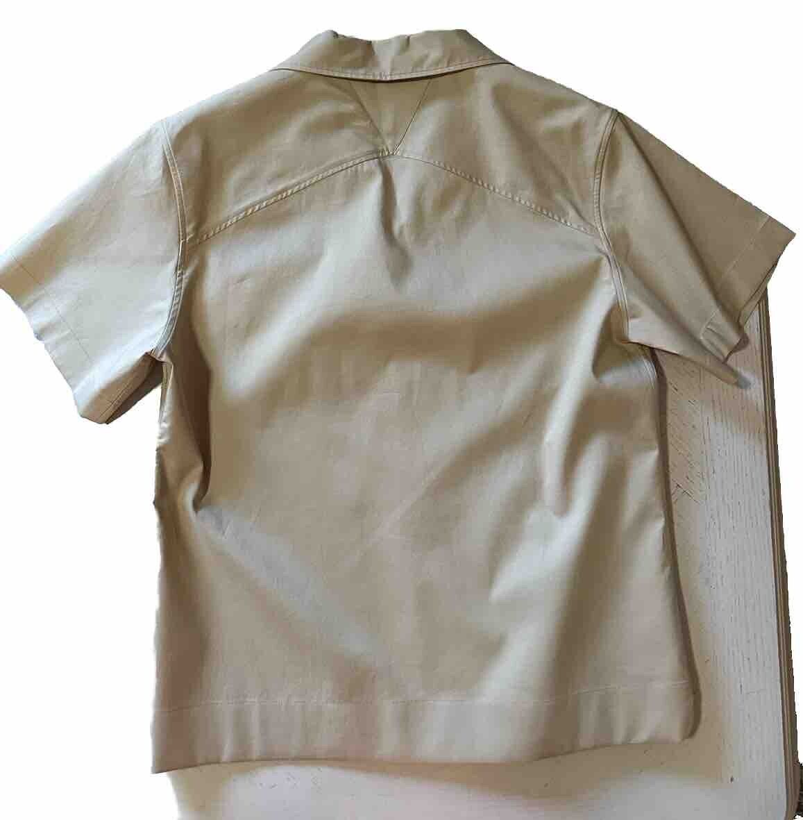 NWT $850 Bottega Veneta Men Light Weight Cotton Canvas Shirt Khaki S ( 48 Eu )