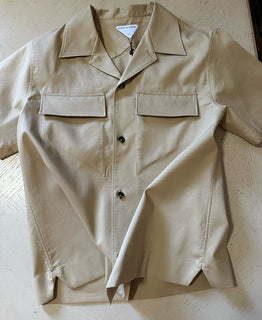 NWT $850 Bottega Veneta Men Light Weight Cotton Canvas Shirt Khaki M ( 50 Eu )