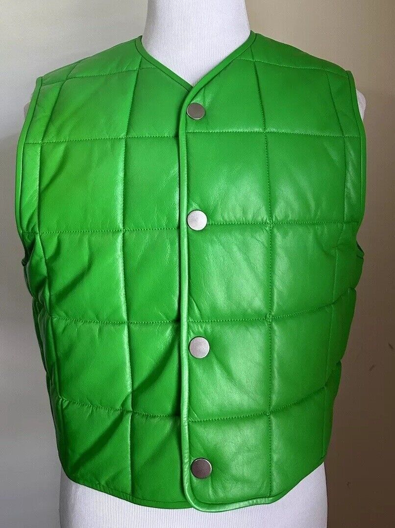 Bottega Veneta Men’s Leather Puffer Jacket Vest Green Size M Italy New $3100