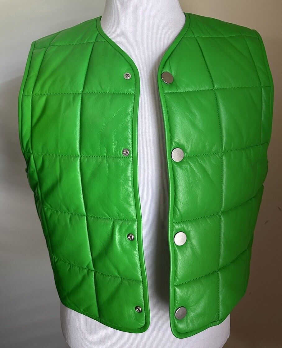 Bottega Veneta Men’s Leather Puffer Jacket Vest Green Size M Italy New $3100