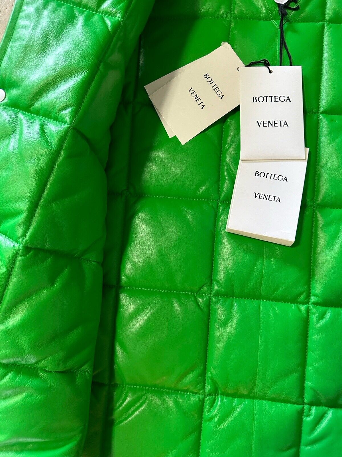 Bottega Veneta Men’s Leather Puffer Jacket Vest Green Size M Italy New $3100