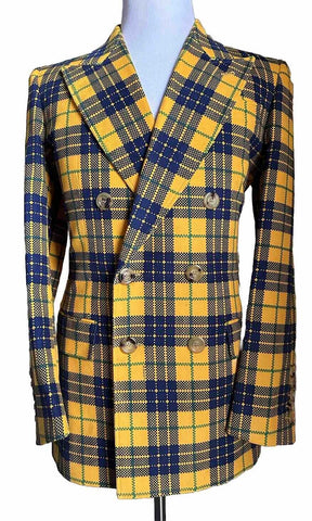 Gucci Men Tartan Cotton Sport Coat Blazer Yellow/Black/Gr. 40 US/50 Eu NWT $3800