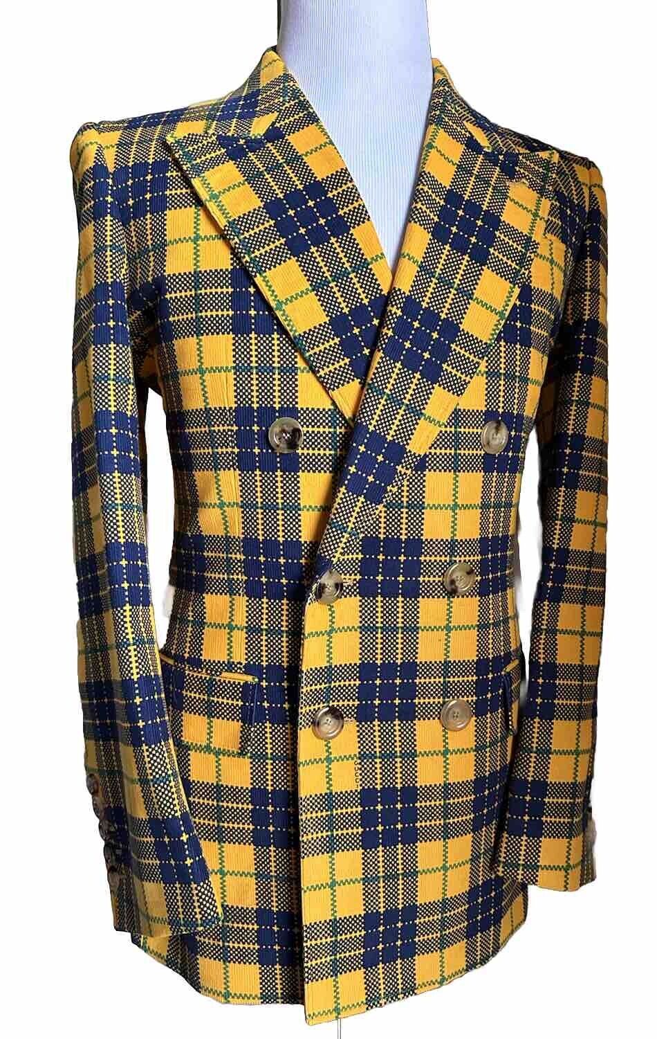 Gucci Men Tartan Cotton Sport Coat Blazer Yellow/Black/Gr. 40 US/50 Eu NWT $3800