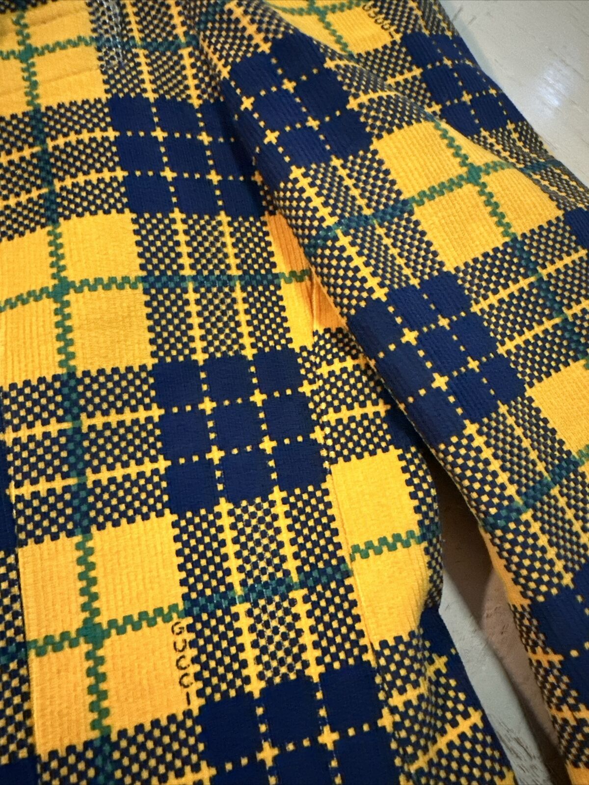 Gucci Men Tartan Cotton Sport Coat Blazer Yellow/Black/Gr. 40 US/50 Eu NWT $3800