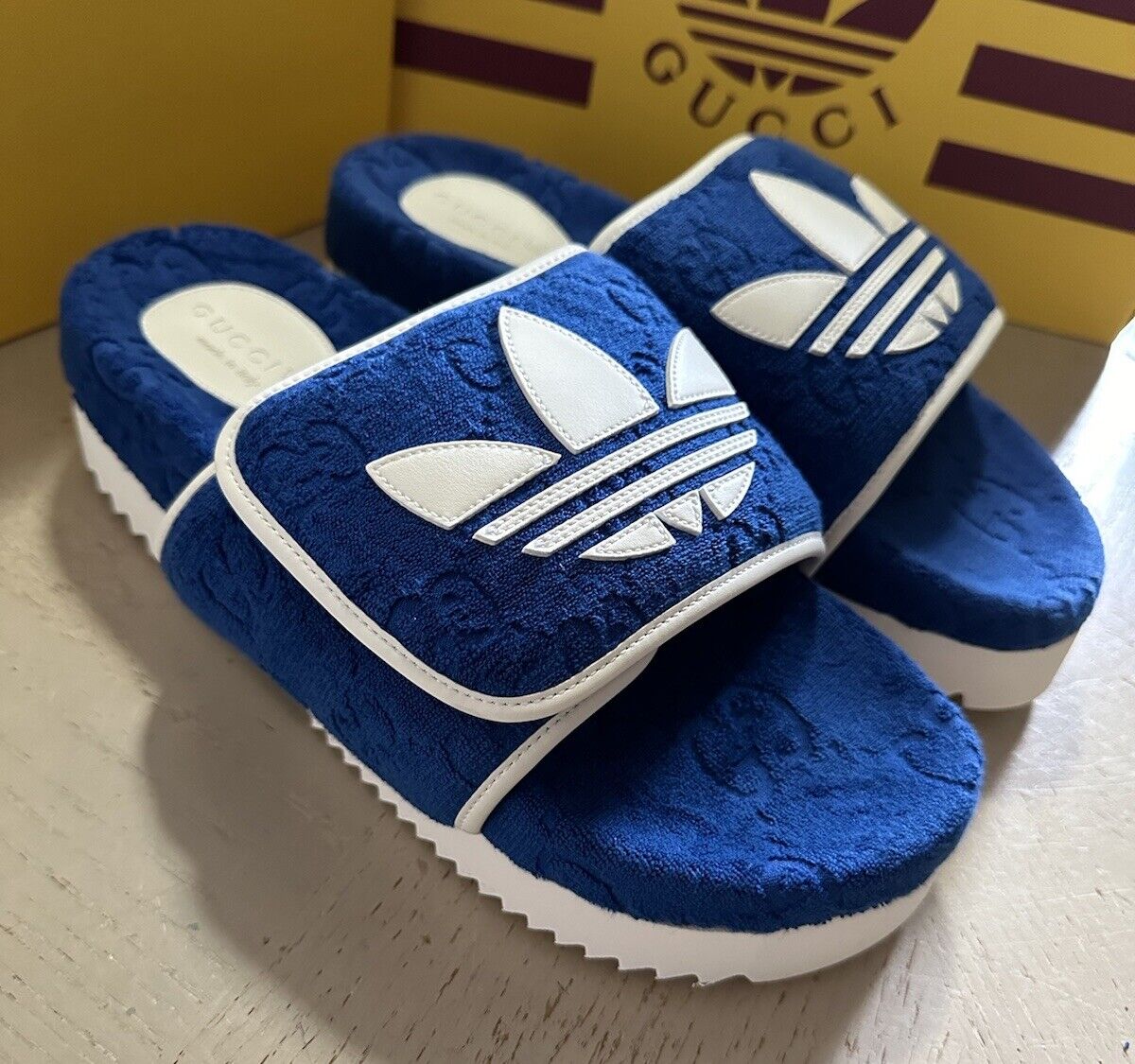 Gucci x adidas Mens Sandal Shoes Blue 11 US/10 UK 702412 New