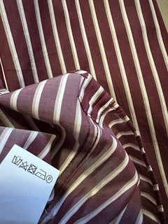 Brunello Cucinelli Men Slim Fit Striped Oxford Shirt Burgundy/White L New $745