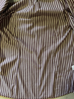 Brunello Cucinelli Men Slim Fit Striped Oxford Shirt Burgundy/White L New $745