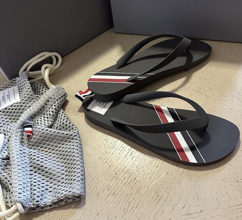 Thom Browne Striped Rubber Flip Flops Sandal Gray Size 10 US/43 Eu Italy New