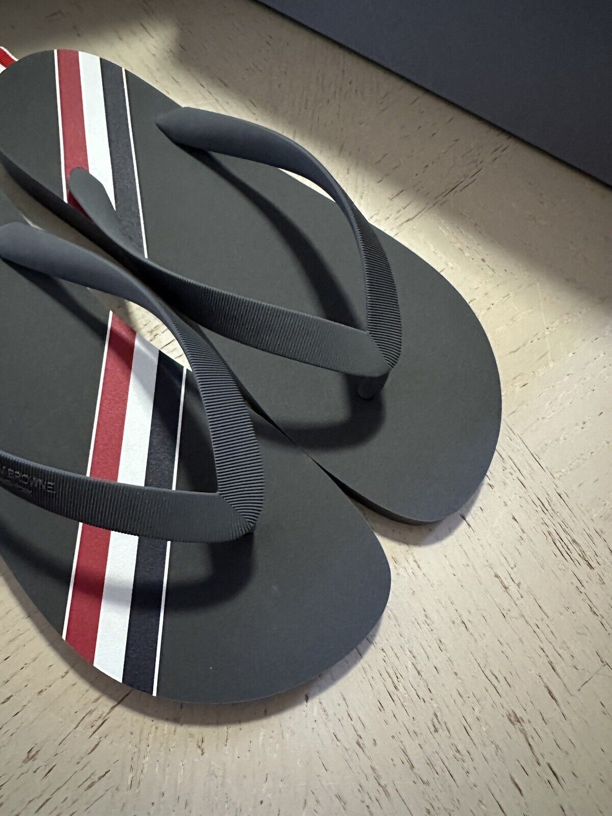 Thom Browne Striped Rubber Flip Flops Sandal Gray Size 11 US/44 Eu Italy New