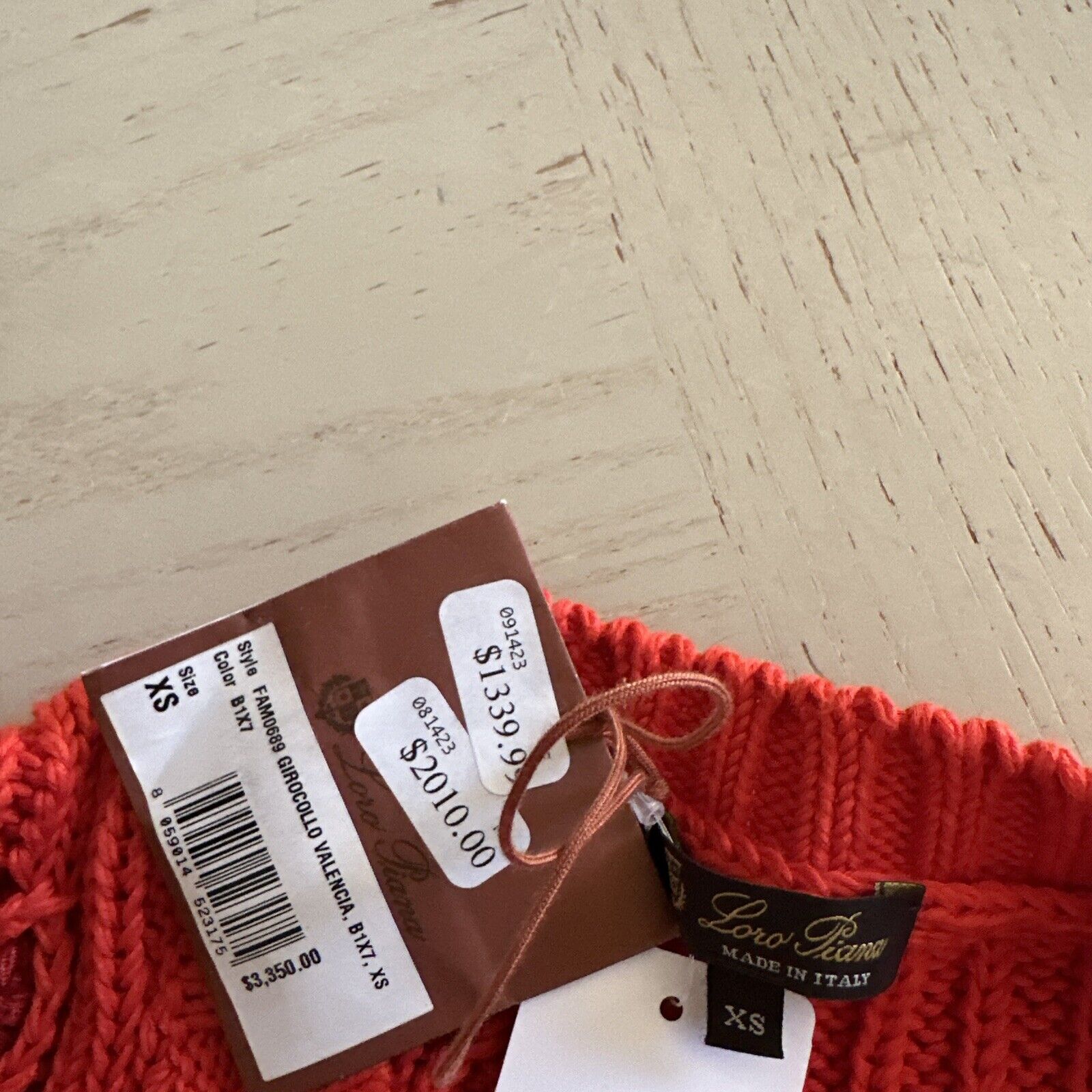 Loro Piana Women Valencia Cabled Cotton Sweater Orange Size XS Italy $3350