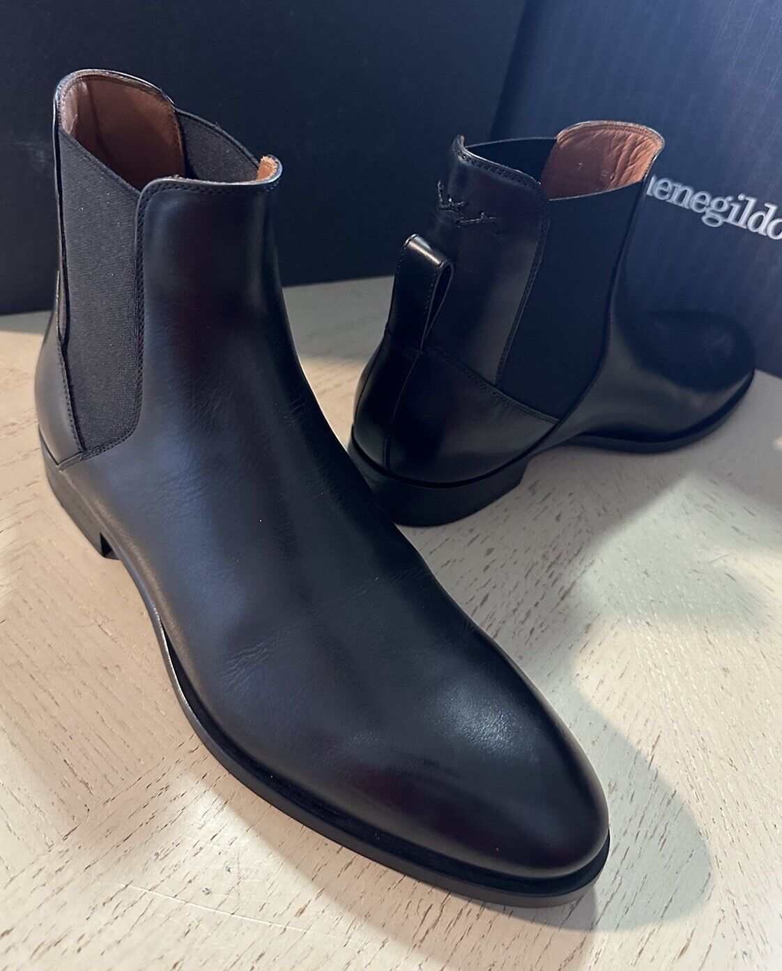 Ermenegildo Zegna Couture Calfskin Leather Boots Shoes Black 8 US/41 E Mew $1395