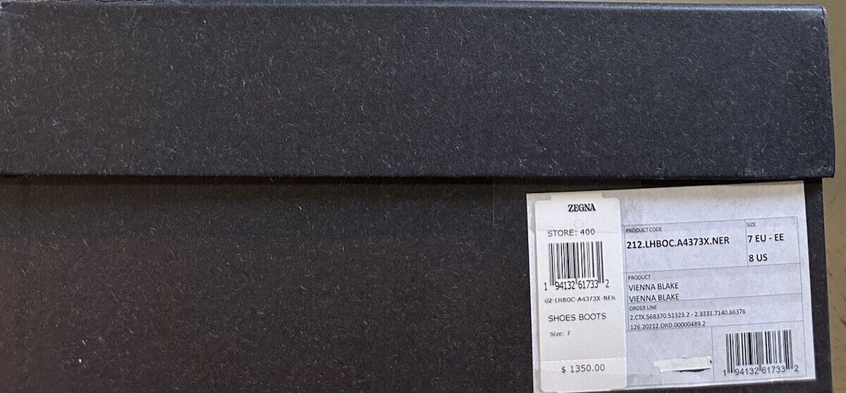 Ermenegildo Zegna Couture Calfskin Leather Boots Shoes Black 8 US/41 E Mew $1395
