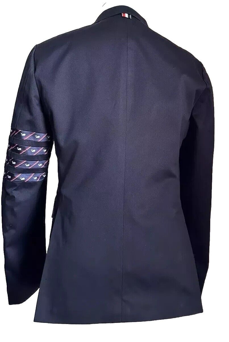 Thom Browne Men Contrast Trim Sleeve Blazer Jacket Black ( 4 ) 42 US/52 Eu New