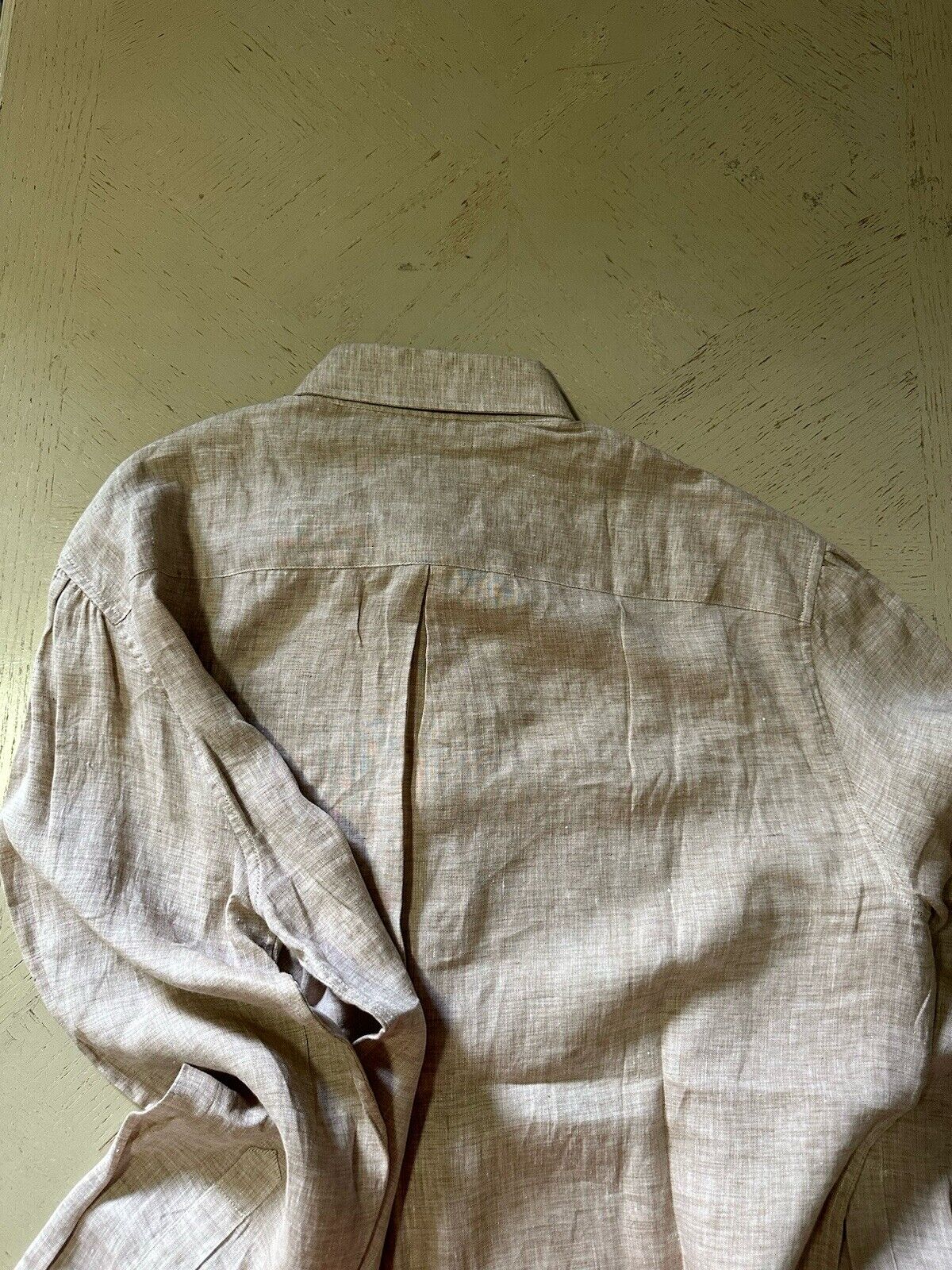 Brunello Cucinelli Men’s Button Down Linen Shirt LT Beige New $695