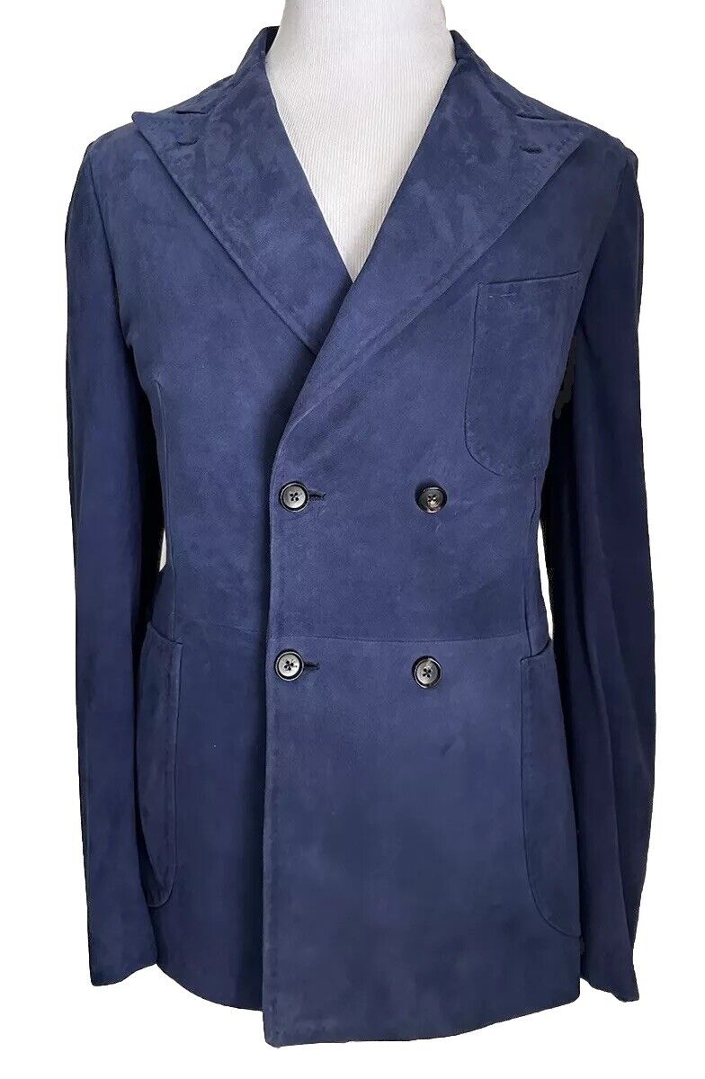 NWT $5750 Isaia Men’s Double Breasted Suede Blazer Navy 42 US ( 52R Eu ) Italy