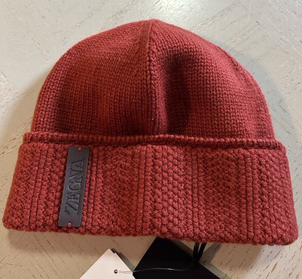 Zegna Mens Cashmere Beanie Hat Medium Red Size One Size Italy