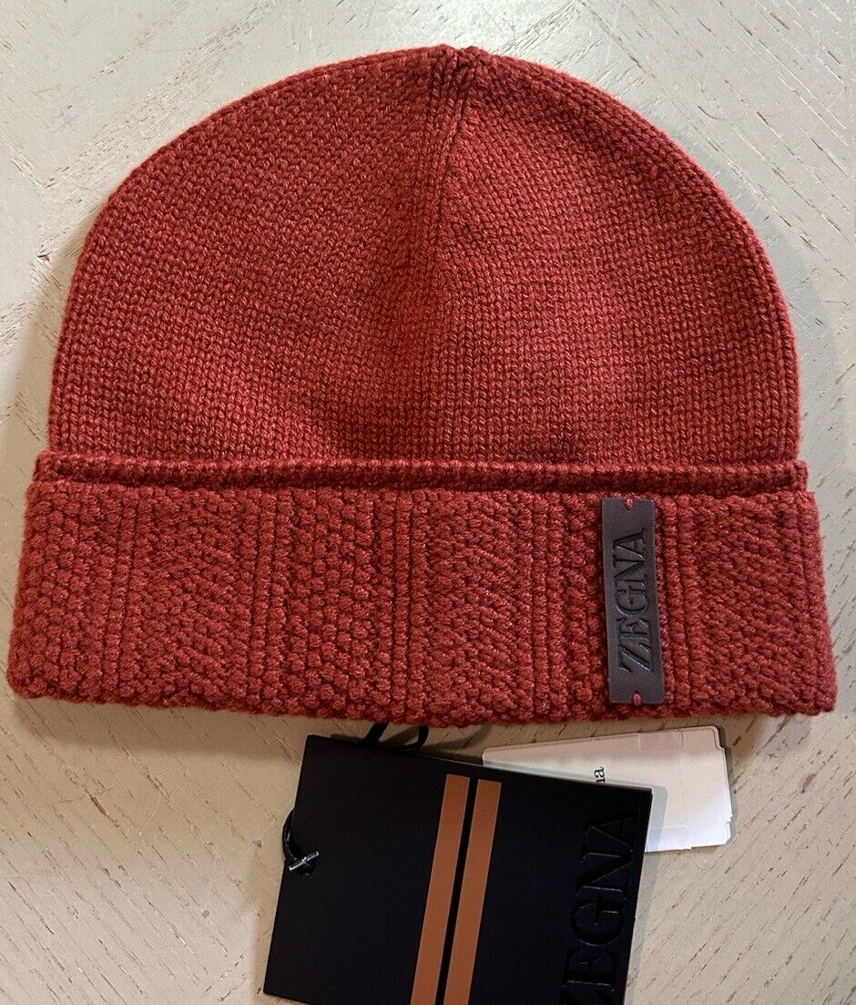 Zegna Mens Cashmere Beanie Hat Medium Red Size One Size Italy