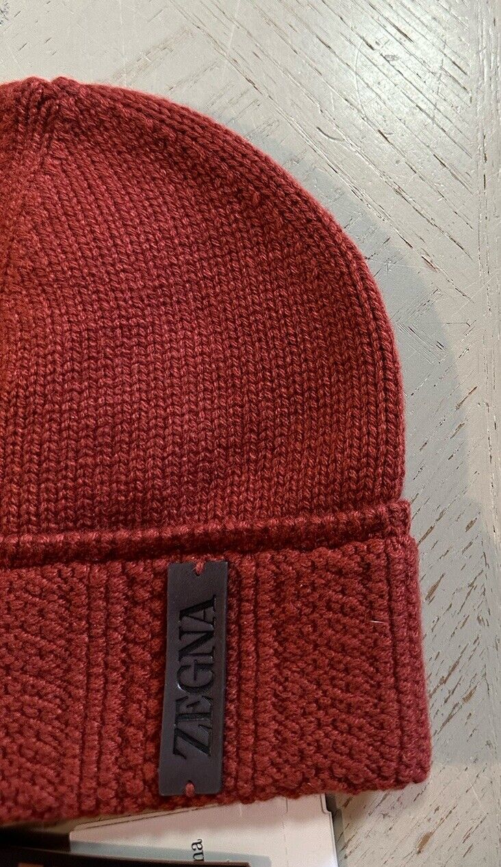 Zegna Mens Cashmere Beanie Hat Medium Red Size One Size Italy