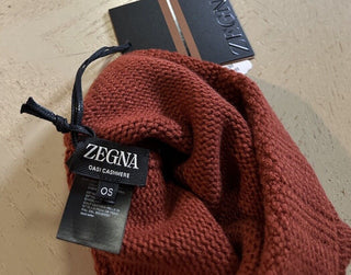 Zegna Mens Cashmere Beanie Hat Medium Red Size One Size Italy