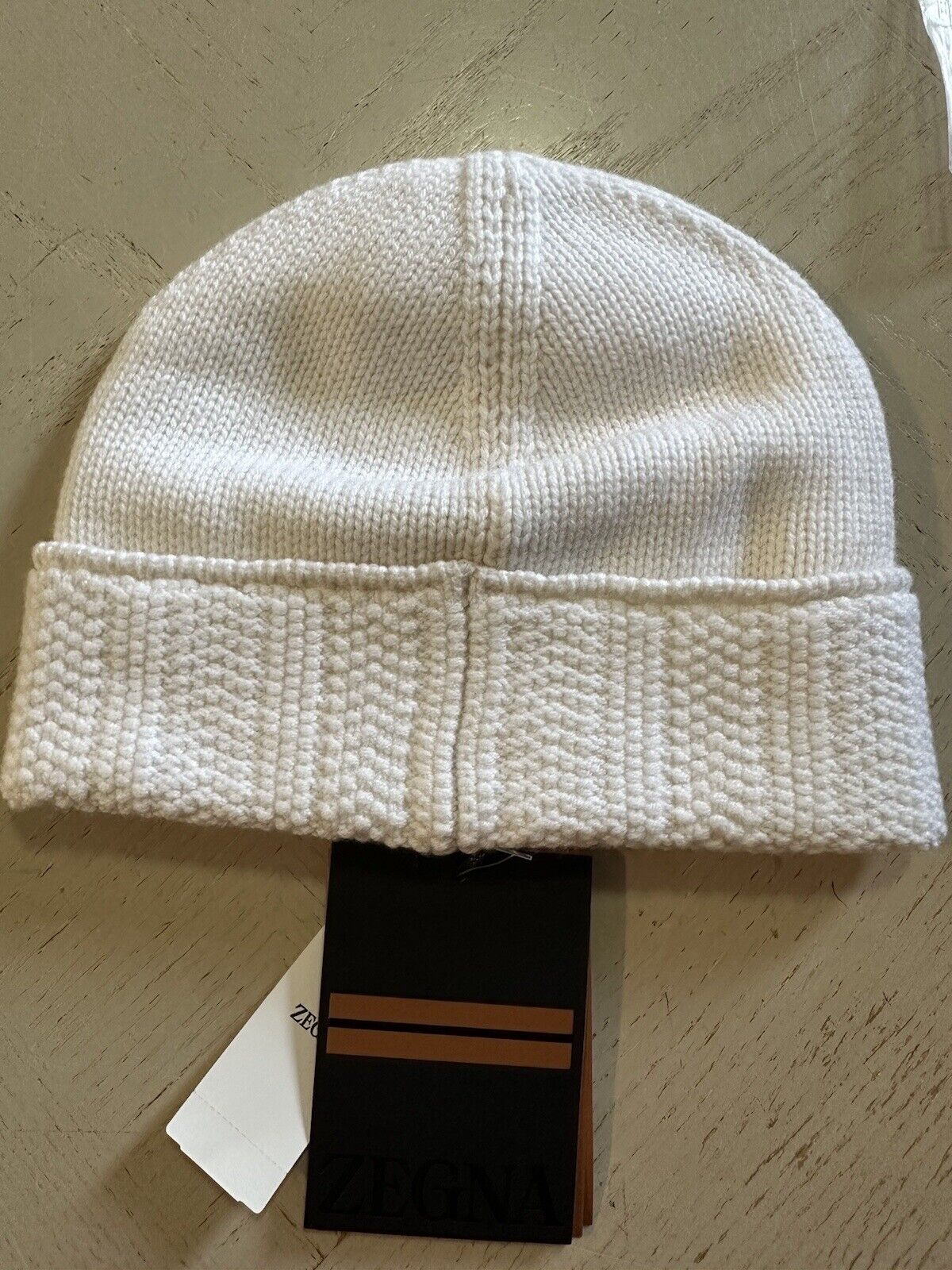 Zegna Mens Cashmere Beanie Hat White Size One Size Italy