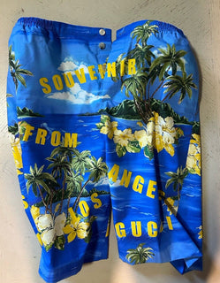 Gucci Men Drawstring Cotton Short Pants Blue/Multi 32 US/48 Eu New