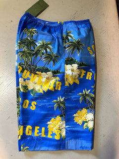 Gucci Men Drawstring Cotton Short Pants Blue/Multi 32 US/48 Eu New