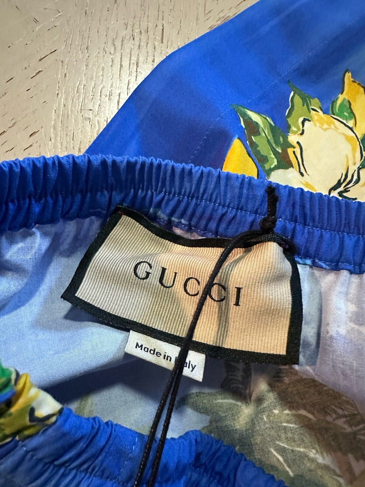 Gucci Men Drawstring Cotton Short Pants Blue/Multi 32 US/48 Eu New