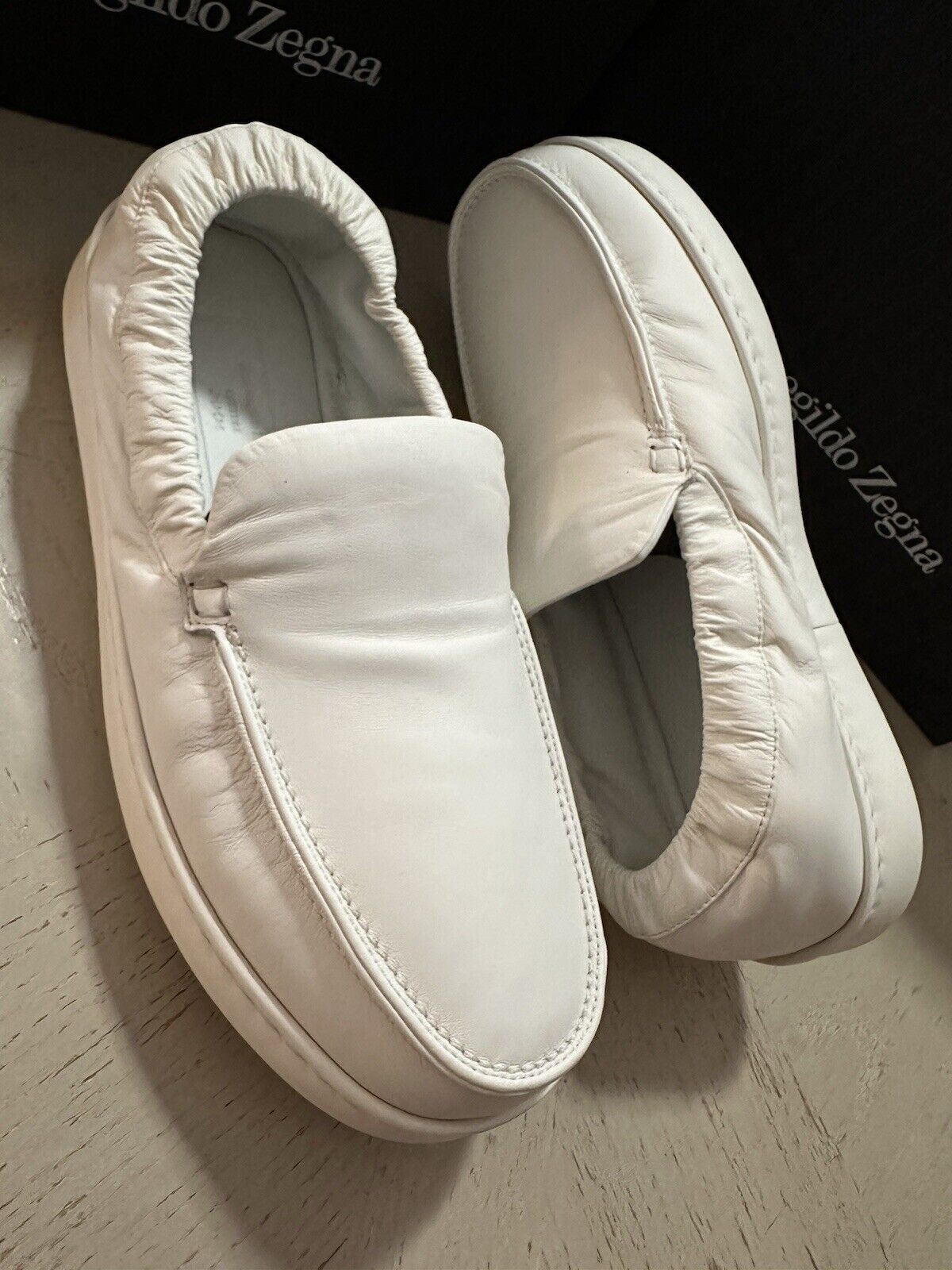 Ermenegildo Zegna Couture Leather Slippers Sneakers Shoes White 9 US New $860