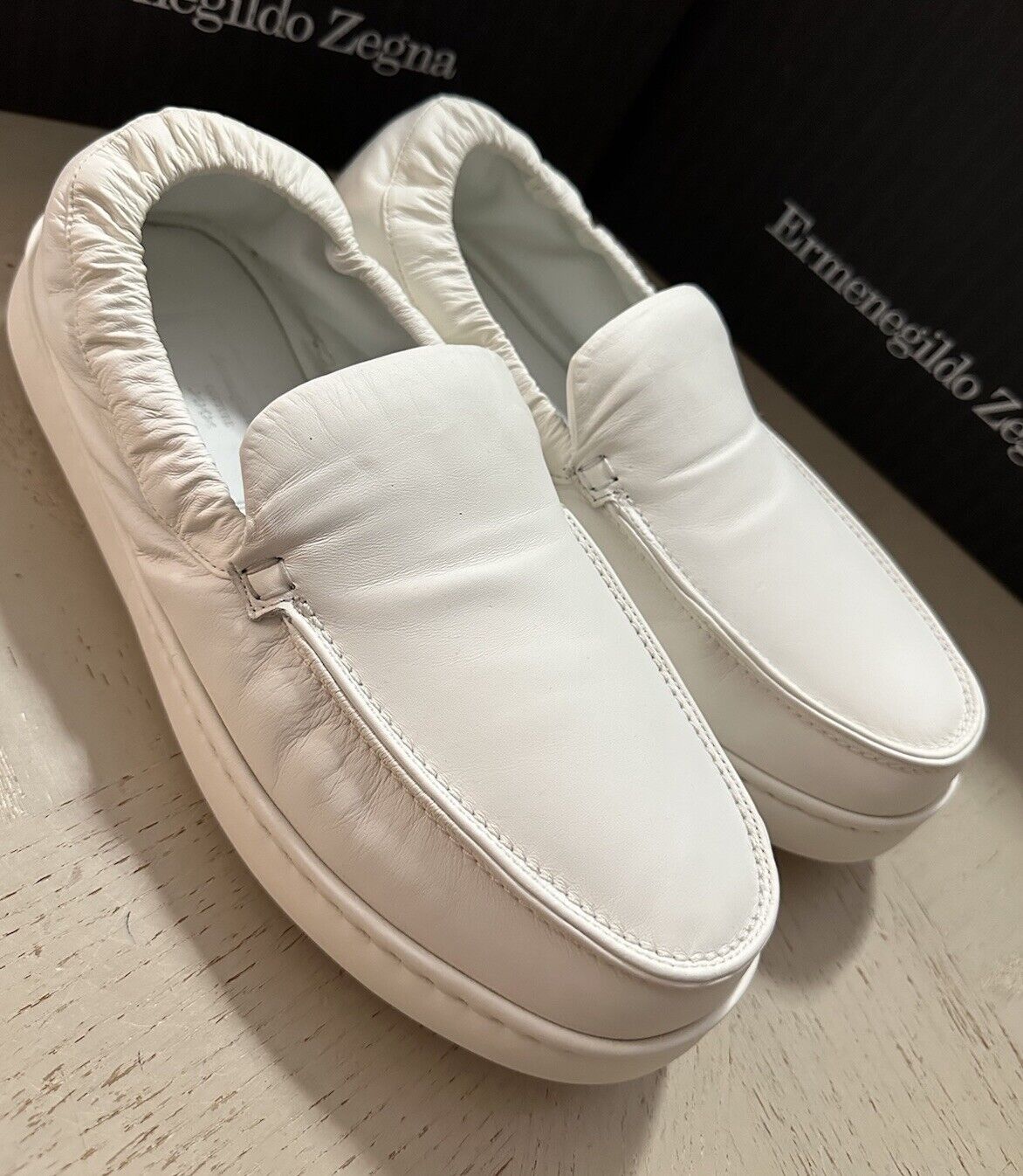 Ermenegildo Zegna Couture Leather Slippers Sneakers Shoes White 9 US New $860