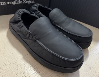 Ermenegildo Zegna Couture Leather Slippers Sneakers Shoes Black 11 US New $860