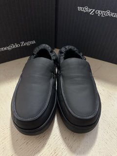 Ermenegildo Zegna Couture Leather Slippers Sneakers Shoes Black 11 US New $860