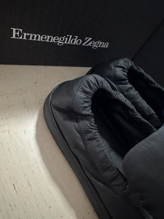 Ermenegildo Zegna Couture Leather Slippers Sneakers Shoes Black 11 US New $860