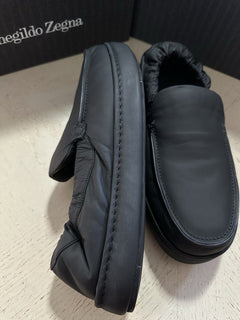 Ermenegildo Zegna Couture Leather Slippers Sneakers Shoes Black 11 US New $860