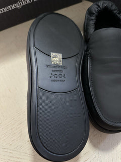 Ermenegildo Zegna Couture Leather Slippers Sneakers Shoes Black 11 US New $860