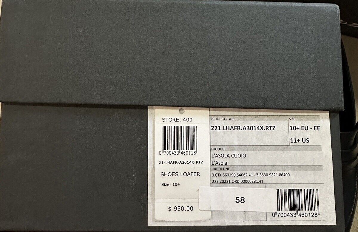 Ermenegildo Zegna Leather Reverse Construction Loafers DK Blue 11.5 US New $950