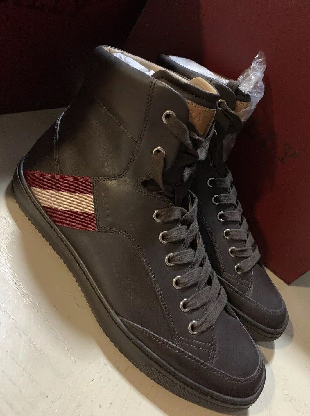Bally Men Oldani Leather High-Top Sneakers Brown ( Chocolate ) 7 US New $650