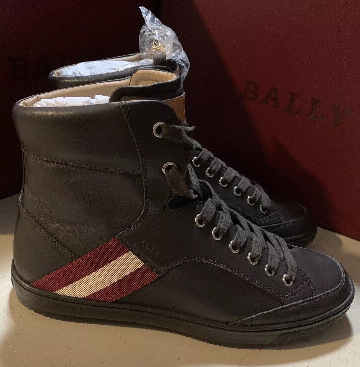 Bally Men Oldani Leather High-Top Sneakers Brown ( Chocolate ) 7 US New $650