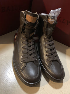 Bally Men Oldani Leather High-Top Sneakers Brown ( Chocolate ) 7 US New $650
