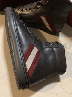 Bally Men Oldani Leather High-Top Sneakers Brown ( Chocolate ) 7 US New $650
