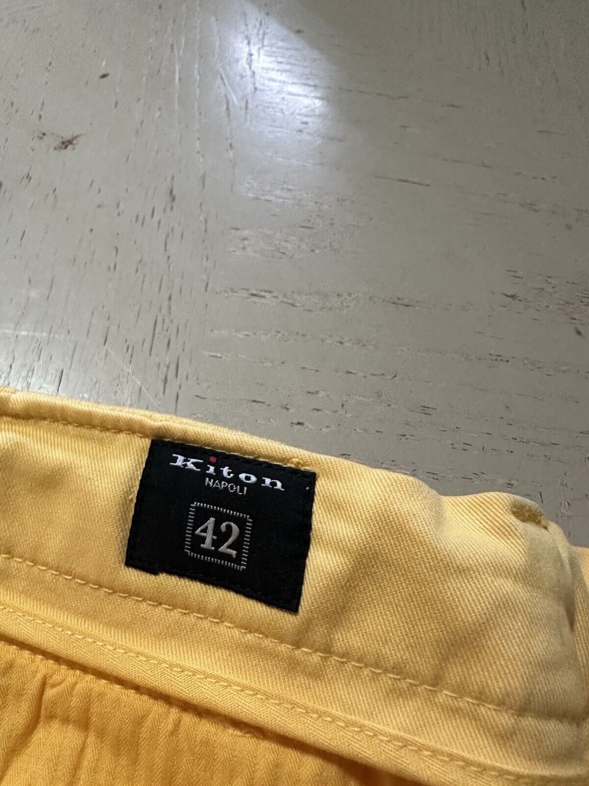 Kiton Men Cotton Woven Short Pants Color Yellow Size 42 US/58 Eu Italy New $1095