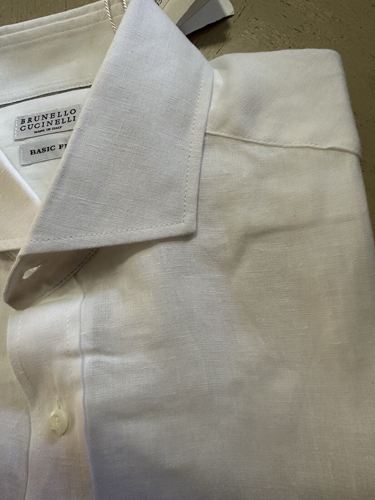Brunello Cucinelli Men’s Basic Fit Linen Button-Front Shirt White XL New $695