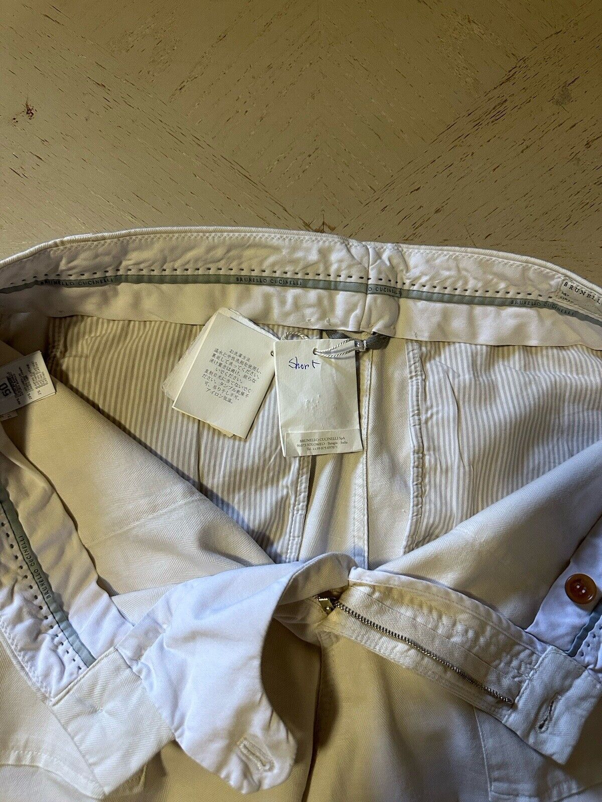 Brunello Cucinelli Men Short Pants Off White 50 Eu/Measured 36 US ) New $830